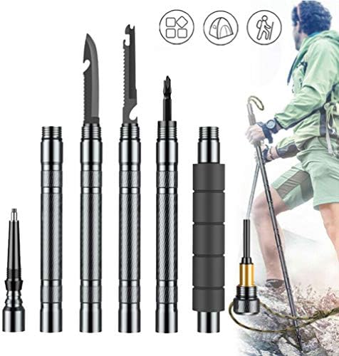 DEBBD Trekking Pole Folding Multi-Function Defense Walking Safe Stick Screwdriver Kit