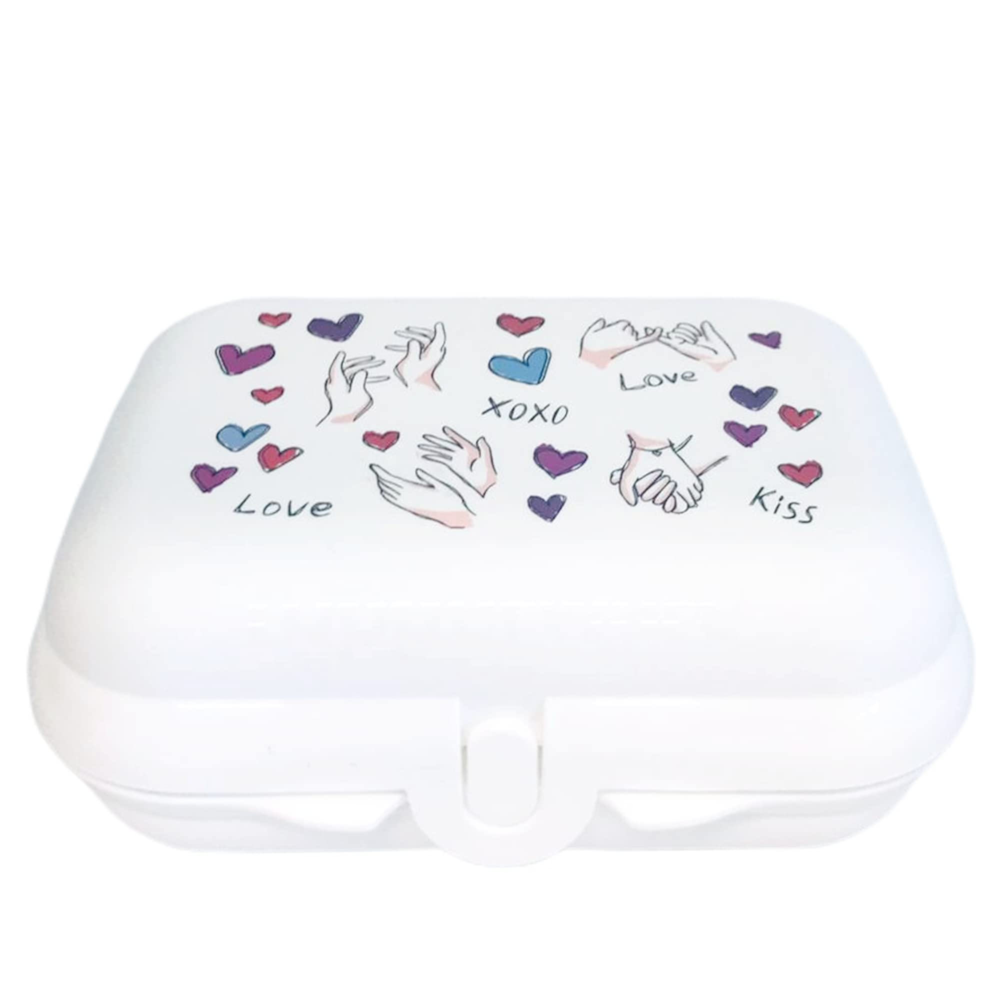 Tupperware to Go Twin White Love Kiss Lunch Box Sandwich Box Container Kindi Twin Child Nursery School Box Small Size 2