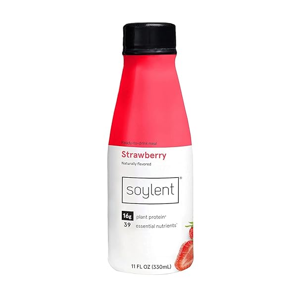 SOYLENT COMPLETE NUTRITION GLUTEN-FREE VEGAN PROTEIN MEAL REPLACEMENT SHAKE, STRAWBERRY, PINK, 11 OZ,