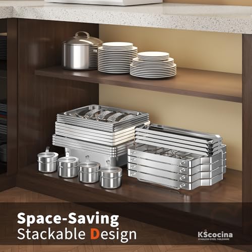 Chafing Dishes for Buffet, 4 Pack 5QT Square Stainless Steel Chafing Dish Set for Home Parties, Christmas Gatherings, Catering Events Complete Buffet Warmer Set (White)