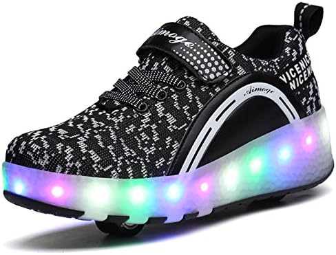 LaFreddy Double Wheels Thunder Skate Shoe (32, Black)
