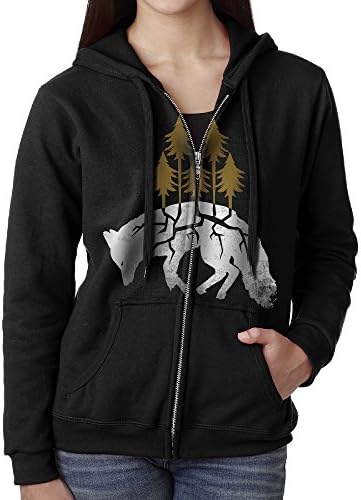 Dying Fox Women's Black Long Sleeve Hoodie Sweatshirt XL