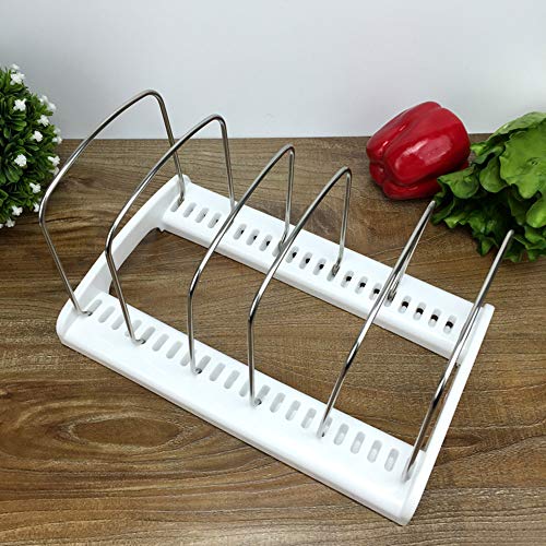 Felibeaco Adjustable Bakeware Cookware Organizer Holder Rack, Pot and Pan Organizer Rack, Cutting Boards Holder Storage Rack for Kitchen, Cabinet, Countertop and Pantry,white - Thumbnail 5