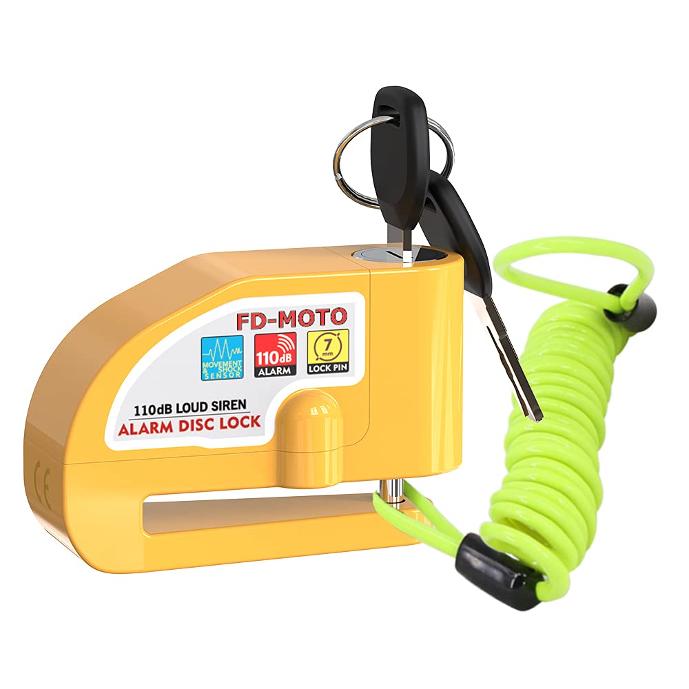 FD-MOTO 110dB Alarm Disc Brake Lock + Free Carry Pouch and 1.5M Reminder Cable Anti-Theft Motorcycle Motorbike Security Lock