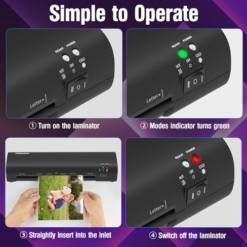 Laminator Machine, 9-Inch Letter Size Laminating Machine with 15 Laminating Pouches for Small Desktop, 4 in 1 Never Jam Thermal Laminator with Trimmer Corner Rounder for Office School Home