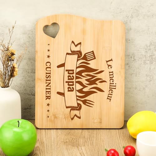 Blumuze Father's Day Gift for Dad, Carved Bamboo Chopping Board Birthday Gift Dad Father, Gift Idea for Father, Kitchen, Original Men's Gift, Father's Day, Christmas