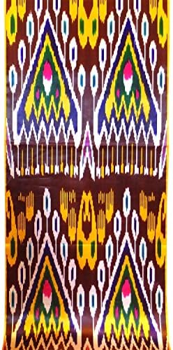 UZBEK COLORFUL BEAUTIFUL HANDMADE NATURAL SILK IKAT ATLAS By The Meter 1,09 Yard (Multi3)