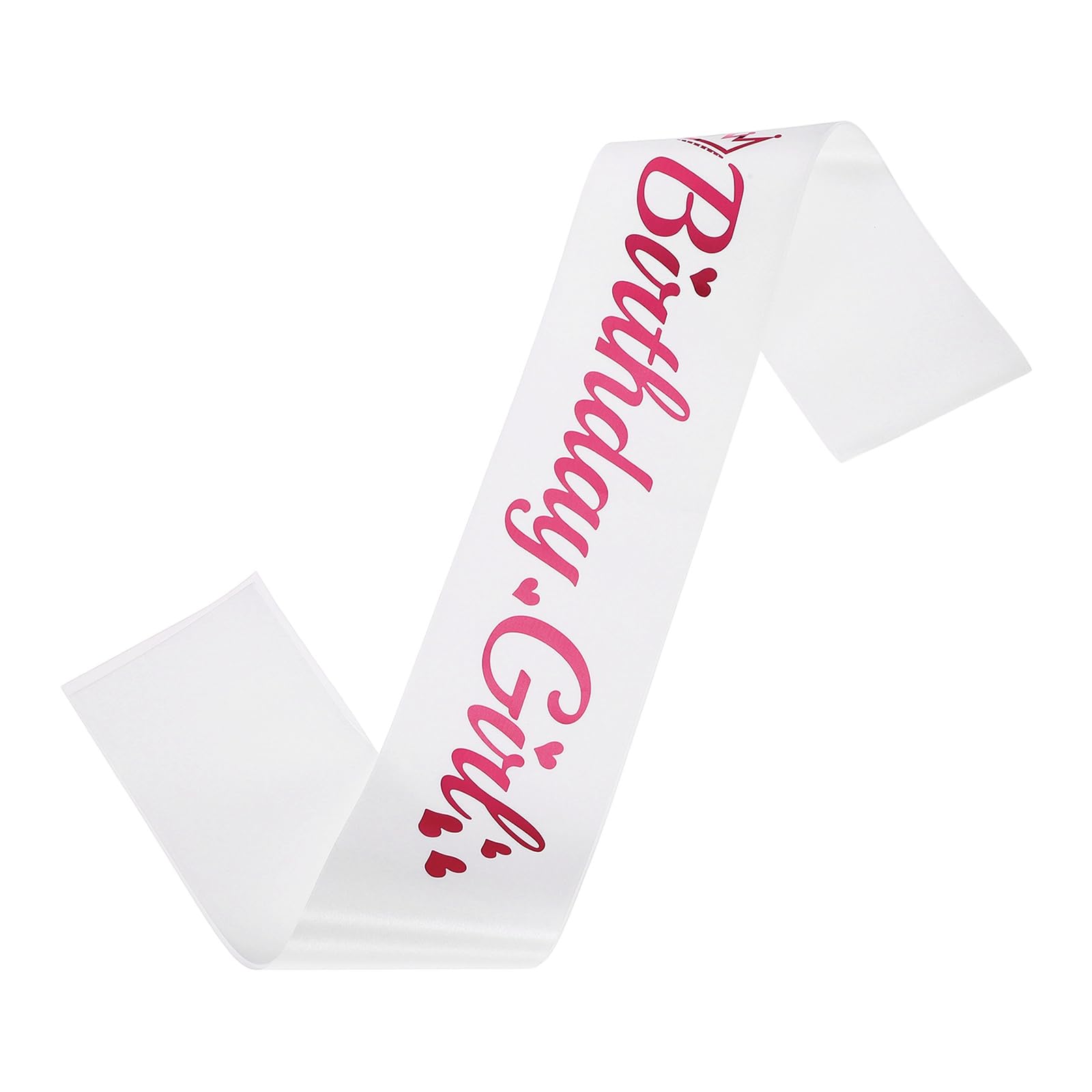 sourcing map Birthday Girls Sash with Pin Pink Foil Lettering Party Favors Supplies Decorations Accessories for Women Costume Gifts Sweet Birth Day, White