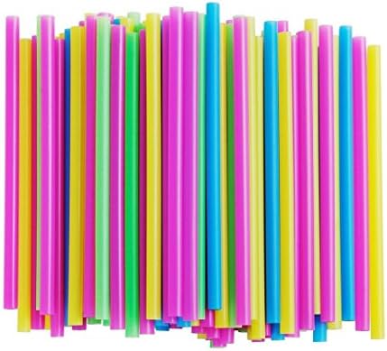 Yeefant 100Pcs 10mm Assorted Bright Colorful Milk Tea Drinking Straws Party Wedding Jumbo Smoothie Disposable Plastic Straws