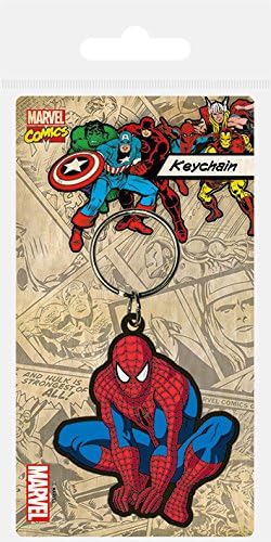 Marvel RK38201C Comics 'Spiderman Crouch' Rubber Keychain, Multicoloured, 40 x 40 cm