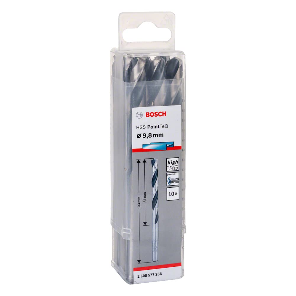 Bosch Professional 10-piece PointTeQ HSS Twist Drill Bit (for Metal, 9.8 x 87 x 133 mm, Drill Driver Accessories)