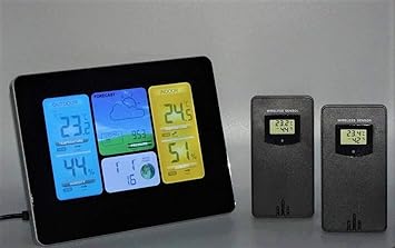 *Premium* Profi WIFI Smart drahtlose Cudi Wetterstation Wlan Funk Farbdisplay mit 2 LED Aussensensor mit gratis Handy APP Fun