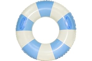 Large Swim Ring with Handles for Kids Adults,35 Inch Classic Striped Pool Inner Tubes,Inflatable Pool Floats,Float Naked,Pool Floaties Adult Size for Summer Pool Party Beach,Blue