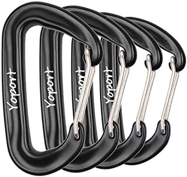 Yoport Camping Hammock Carabiner 12 KN Snag-Free 2 Pack / 4 Pack Wiregate Carabiners Biners - Rated 2,697 Pounds for Hammocks, Camping, Backpacking, Home, Rv, Fishing, Hiking, Traveling