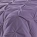 Comfy Bedding Double Needle Durable Stitching 3-Piece Pinch Pleat Comforter Set All Season Pintuck Style, Full, Purple
