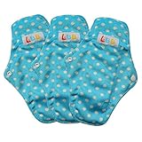 LBB(TM) Rusable Micro-fiber Mama Cloth Menstrual Pads,3pcs pack,Blue Dot
