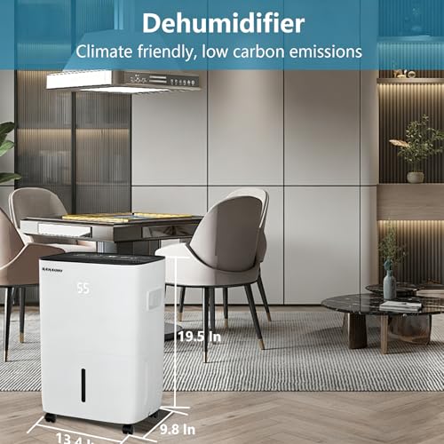 SAHAUHY 120 Pints Dehumidifier for Basement Home Bedroom Garage Space up to 6200 Sq.Ft with Drain Hose,Water Tank and Wheel