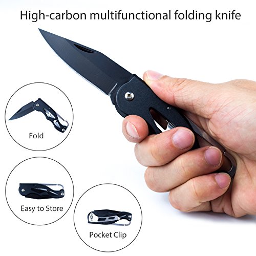 Oriketech Emergency Survival Kit 15 in 1 Mini Survival Gear Kit Outdoor Survival Tool with Thermal Blanket Carabiner Fire Starter More for Adventure Outdoors Sports Traveling Hiking