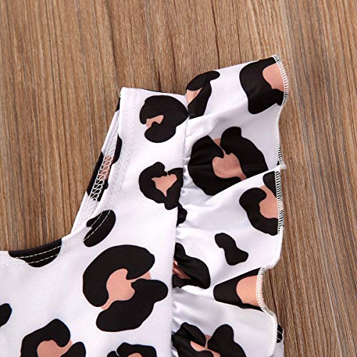 Kids Toddler Baby Girls One-Piece Ruffle Swimsuit Floral Pineapple Watermelon Leopard Swimwear (6-12 Months, White Leopard)