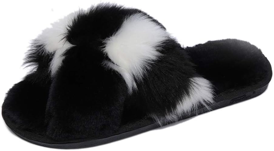 rainbow fur slippers