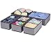 homyfort Clothes Drawer Organizer Dividers, Foldable Closet Dresser Storage Box Bins Cubes Baskets for Underwear Bras Socks Lingerie Baby Clothing, Set of 6 (Grey with Pattern)