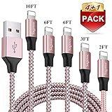 Phone Charger Cable Rose Gold - Sagmoc USB Cord with Highspeed Nylon Braided 【4+1Pack】 10FT 2x6FT 3FT 2FT Compatible with XS/XS MAX/XR/X/8/8Plus/7/7Plus/6/6Plus/6s/6sPlus/5/5s/AIR/PRO and More