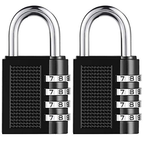 SALEM MASTER 4 Digit Outdoor Combination Locks 1.25 Inch Combination Gate Locks, Padlock for Gym Locker, Hasp Cabinet, Fence, Toolbox (Black 2-Pack)