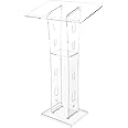 Clear Podium Stand Acrylic Pulpits for Churches, Professional Portable Presentation Podium Lectern with Wide Reading Surface Home Office Classroom Pulpit Stand Up Desk Workstation