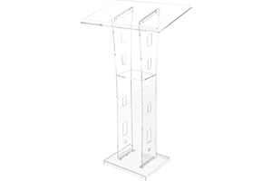 LOYALHEARTDY Clear Podium Stand Acrylic Pulpits for Churches, Professional Portable Presentation Podium Lectern with Wide Reading Surface Home Office Classroom Pulpit Stand Up Desk Workstation