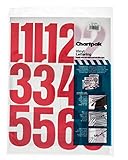 Chartpak Self-Adhesive Vinyl Numbers, 4 Inches High, Red, 23 per Pack (01194)