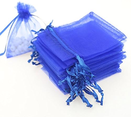 100Pcs Organza Gift Bags Jewelry Pouches Wedding Christmas Party Candy bags-blue