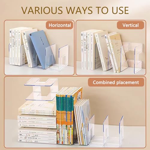 Bag Storage Organizer, 4 Pack Clear Plastic Handbag Shelf Stand, 4 Sections Bags Closet Shelf Divider for Closet, Display Holder Organiser for Purses, Clutches, Wallets, Book