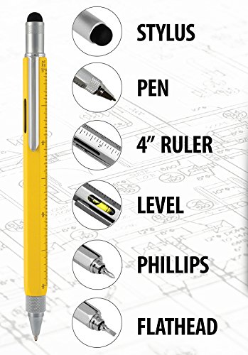 Screwdriver Pen Pocket Multi Tool Kit 6 in 1 - (2 Pack) Multi-Functional DIY Tool Set with Screwdriver, Stylus, Level Tool, Screwdriver Set & Tool Ruler with Phillips Flathead Bit - Perfect Mens Gift - Thumbnail 4