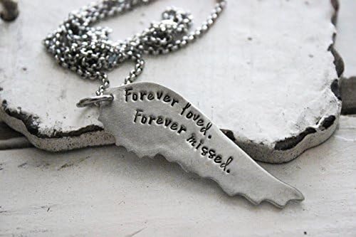 Baby Loss Memorial Necklace. Engraved Angel Wing Memory Necklace. Hand Stamped By Bliss Stamped Jewelry