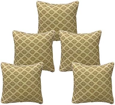 Maple Craft Golden Star Premium Design Velvet Cushion Covers 16 X 16 inch Set of 5 (Cream) Maple Craft Golden Star Premium Design Velvet Cushion Covers 16 X 16 inch Set of 5 (Cream)