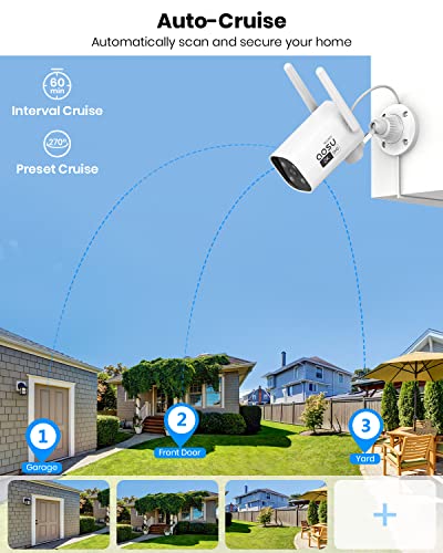 AOSU 2K Security Camera Outdoor with Color Night Vision, 2 Pack Wired Home Security Cameras Support 24/7 Recording, Auto Tracking, Voice Changer, 2 Way Audio, 2.4/5 GHz WiFi, Works with Alexa/Google