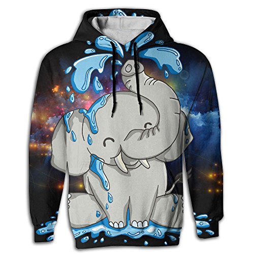 Smargcries Mens Kawaii Elephant Logo Customized DIY Print Long Sleeve Hoodie