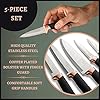 Kitchen Knife Block Set Copper 5 Piece Set with Knives Clear Acrylic Block Stainless Steel Blades - by Nuovva
