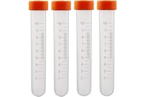 uxcell 10 Pcs 10ml Plastic Centrifuge Tubes with Screw-on Cap, Polypropylene Graduated Micro Centrifuge Tube, Round Bottom, O