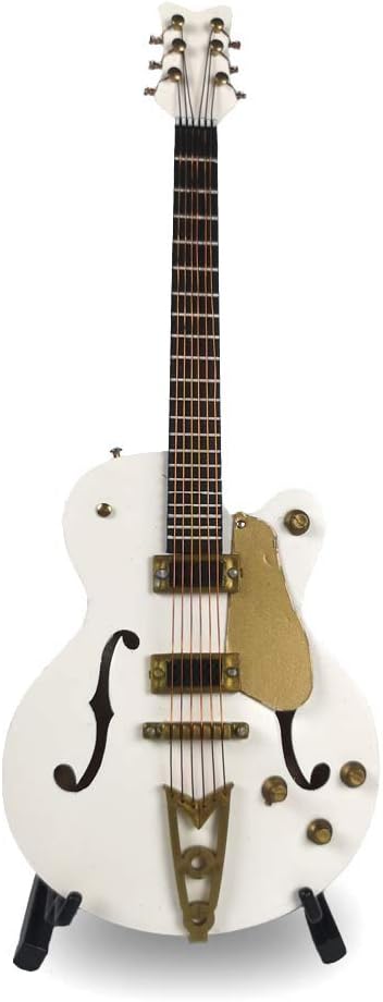 Apolo Electric Bass Guitar, Dollhouse Mini Instrument Model Miniature Art Projects Pocket Electric Guitar Bass Hobby Collectibles Gifts (White)