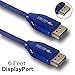Sailfish DisplayPort to DisplayPort Cable 4K Resolution Gaming Edition, HDR & FreeSync, Cable Wrap Included (6 Feet, Blue)