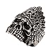 PAURO Cool Feather Dayak Indian Headdress Punk Skull Stainless Steel Mens Ring Size 7
