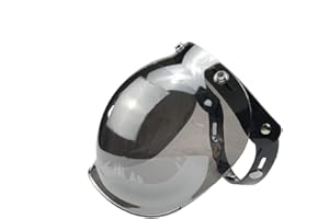 WANCAR Motorcycle Standard 3-Snap Button Flip Up Down Universal Bubble Visor for Open Face Half Helmet Wind Shield(Mirrored)