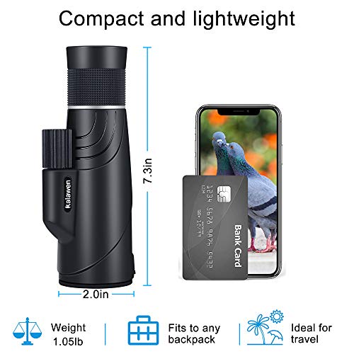 [2019 Upgraded] 10-20x50 Kalawen Zoom Monocular Telescope Compact with Smartphone Holder and Tripod, Waterproof Monocular with BAK4 Prism Scope for Bird Watching Hunting Camping Shooting Range Hiking - Thumbnail 4