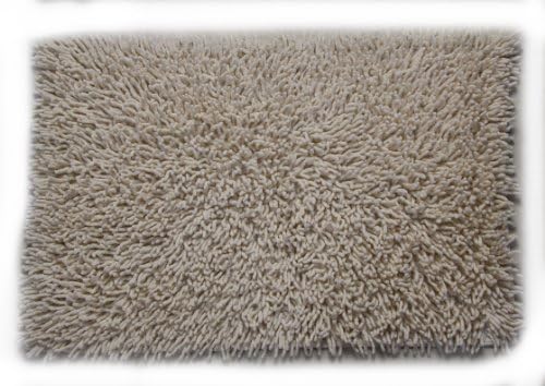 Castle Hill 100% Cotton Chenille Shaggy Bath Rug with Spray Latex Backing 17x24 Ivory