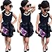 FEITONG Kids Baby Girls Leopard Printing Short Sleeveless Dress (6-7Y, W-Black)