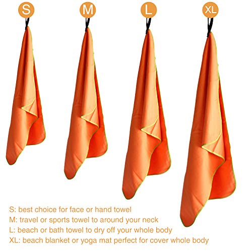 Sfee-Microfiber-Sport-Travel-Towel-Set-72x3224x15-Quick-Dry-Absorbent-Compact-Lightweight-Soft-Beach-Yoga-Bath-Gym-Towels-Fit-for-Outdoors-Fitness-Hiking-CampingCarabinerXL-Orange