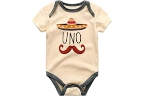 First Birthday Baby Bodysuit Mexican Fiesta Theme with Sombrero & Beard Funny 1st Birthday Outfit Unisex One-Piece for Taco P