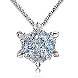 Women Girls Jewelry Elsa Frozen Snowflake Sterling Silver Necklace With Blue Pendant