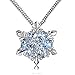 Women Girls Jewelry Elsa Frozen Snowflake Sterling Silver Necklace With Blue Pendant